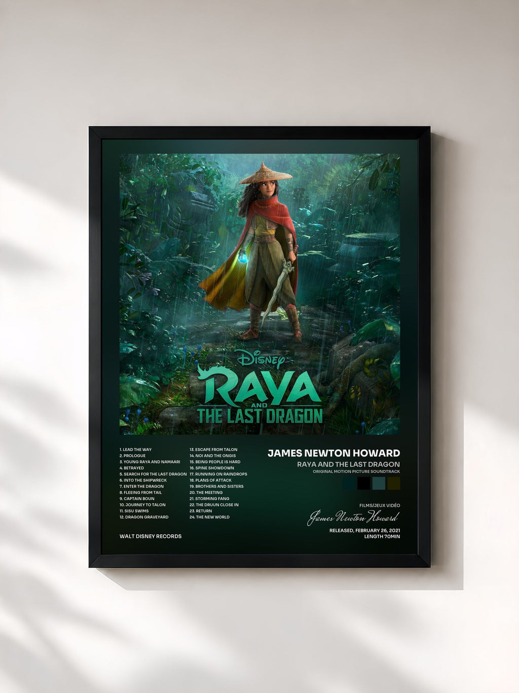 #noir Raya and the Last Dragon (Original Motion Picture Soundtrack) by James Newton Howard as a framed art print, black frame, printed and framed in France