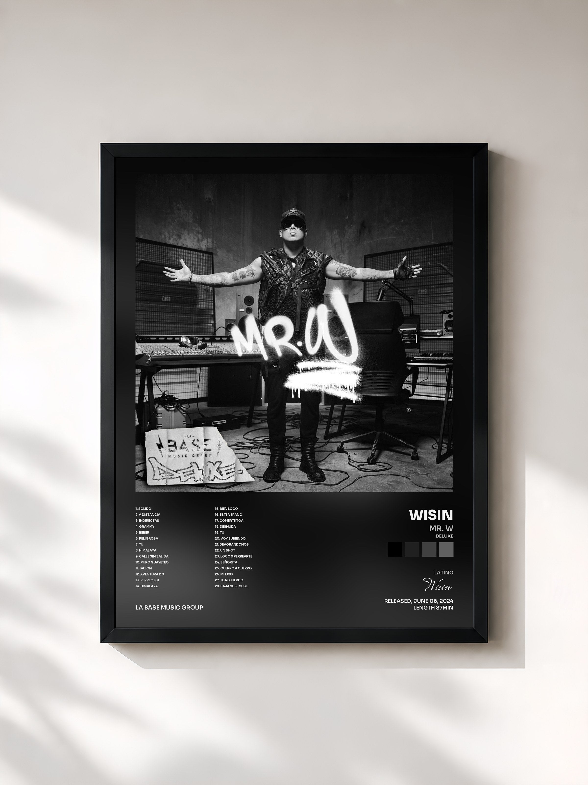#noir Tableau de l'album Mr. W (Deluxe) de Wisin, cadre noir, imprimé et encadré en France