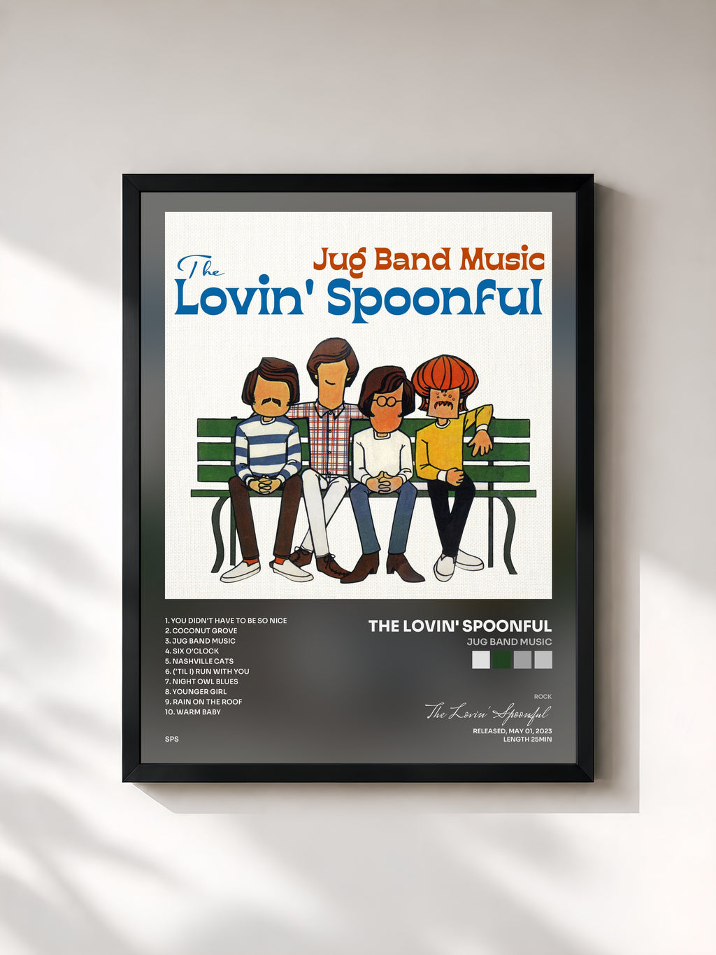#noir Jug Band Music di The Lovin' Spoonful in stampa incorniciata, cornice nera, stampata e incorniciata in Francia