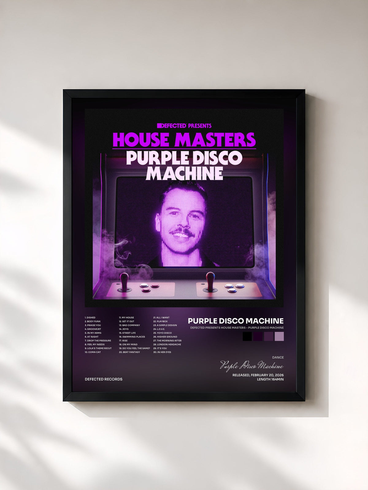 #noir Tableau de l'album Defected presents House Masters - Purple Disco Machine de Purple Disco Machine, cadre noir, imprimé et encadré en France