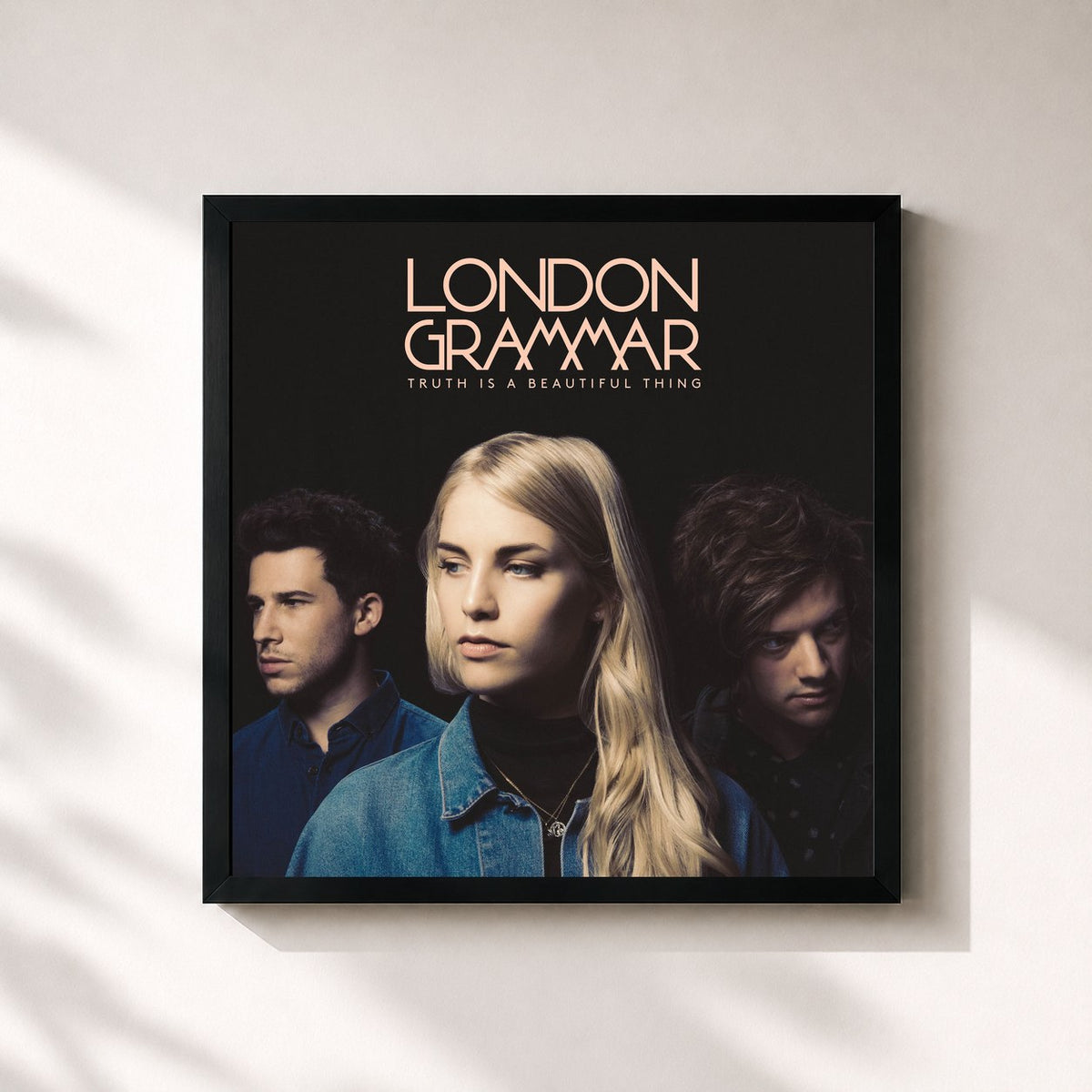 #noir Truth Is a Beautiful Thing by London Grammar as a square framed art print, black 32x32 cm frame