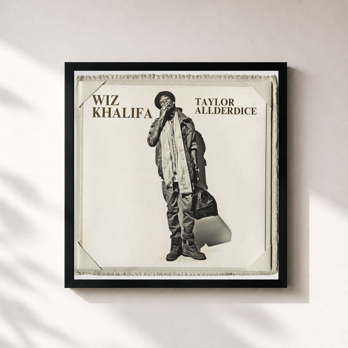 #noir Tableau carré de l'album Taylor Allderdice de Wiz Khalifa, cadre noir 32x32 cm