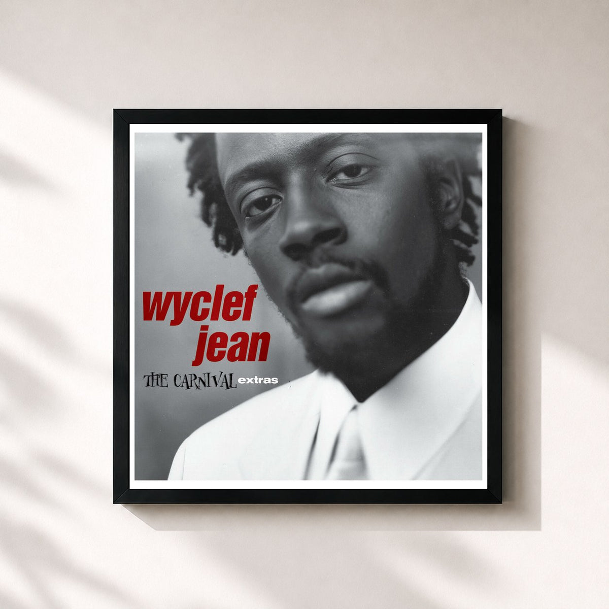 #noir Tableau carré de l'album The Carnival Extras - EP de Wyclef Jean, cadre noir 32x32 cm
