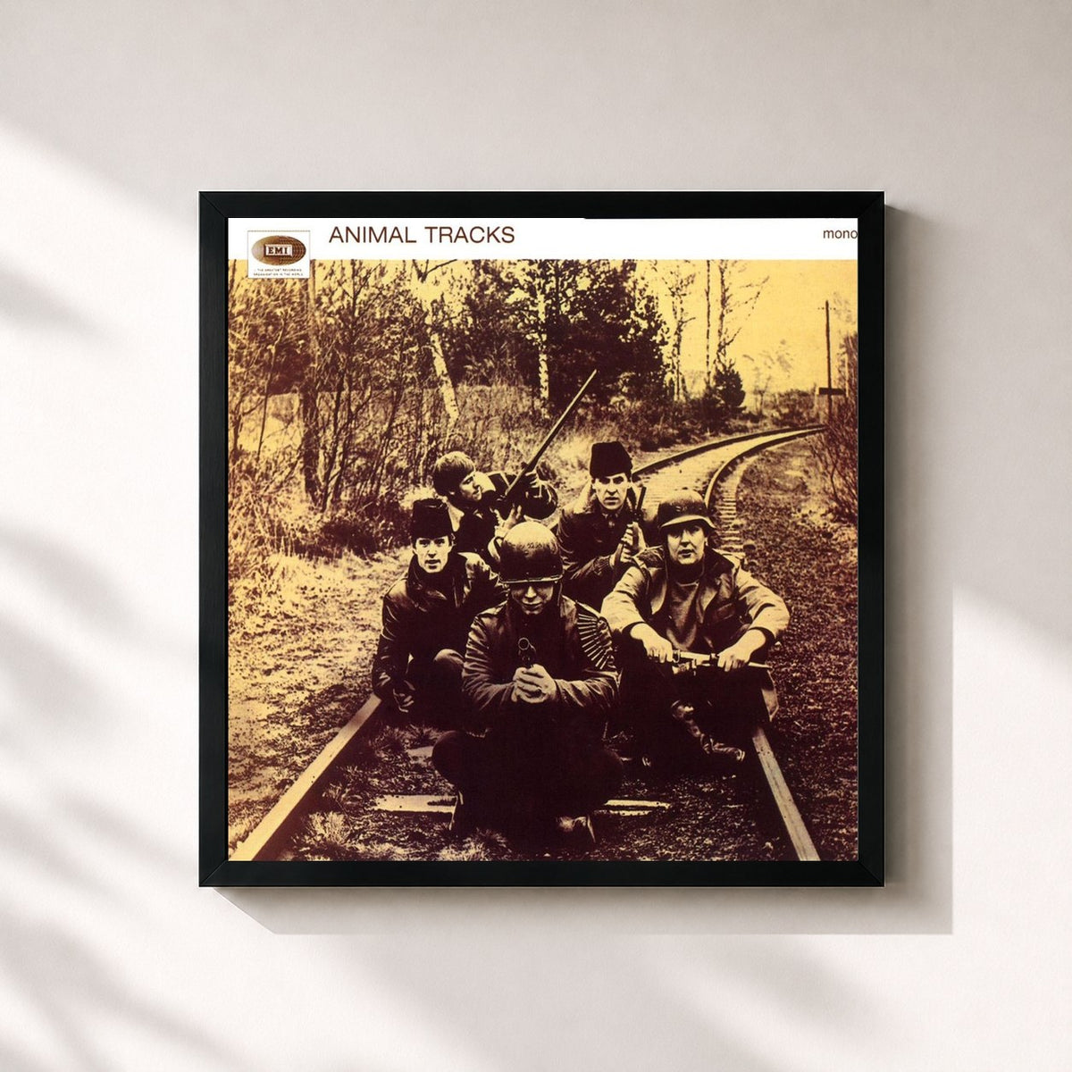 #noir Tableau carré de l'album Animal Tracks de The Animals, cadre noir 32x32 cm