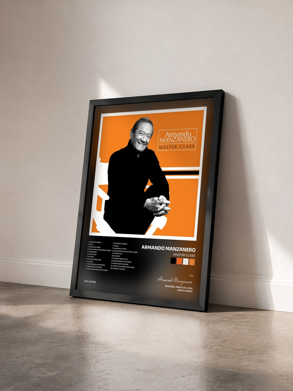 #noir Tableau de l'album Master Class de Armando Manzanero vu de trois quarts, cadre noir