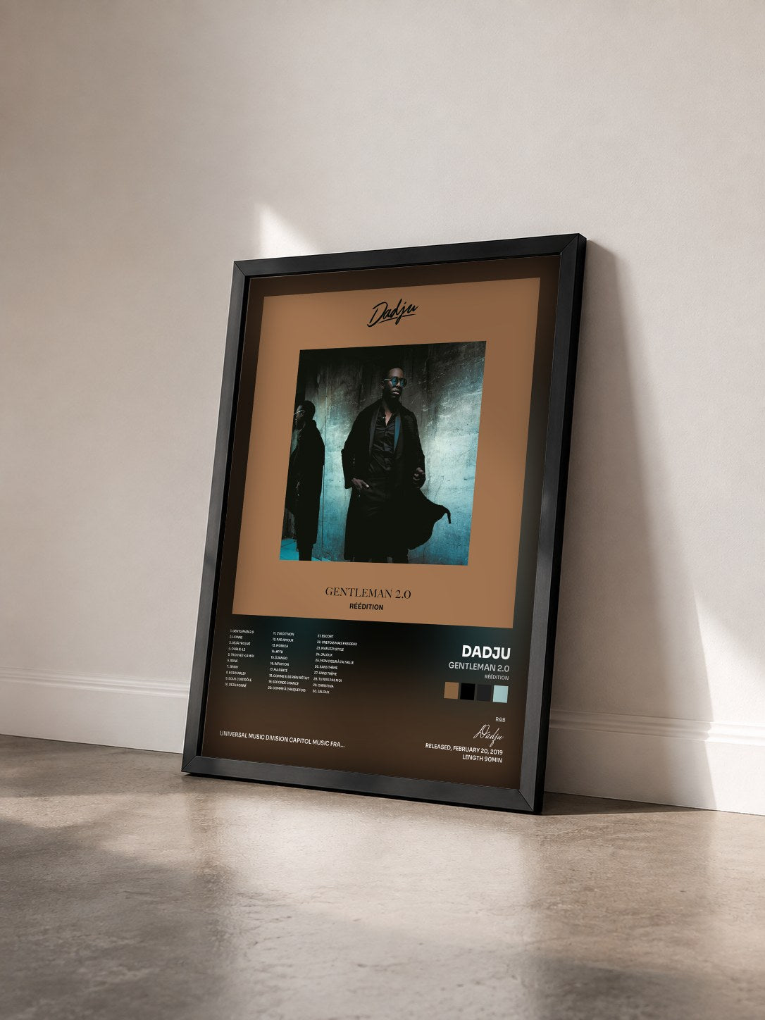#noir Tableau de l'album Gentleman 2.0 (Réédition) de Dadju vu de trois quarts, cadre noir