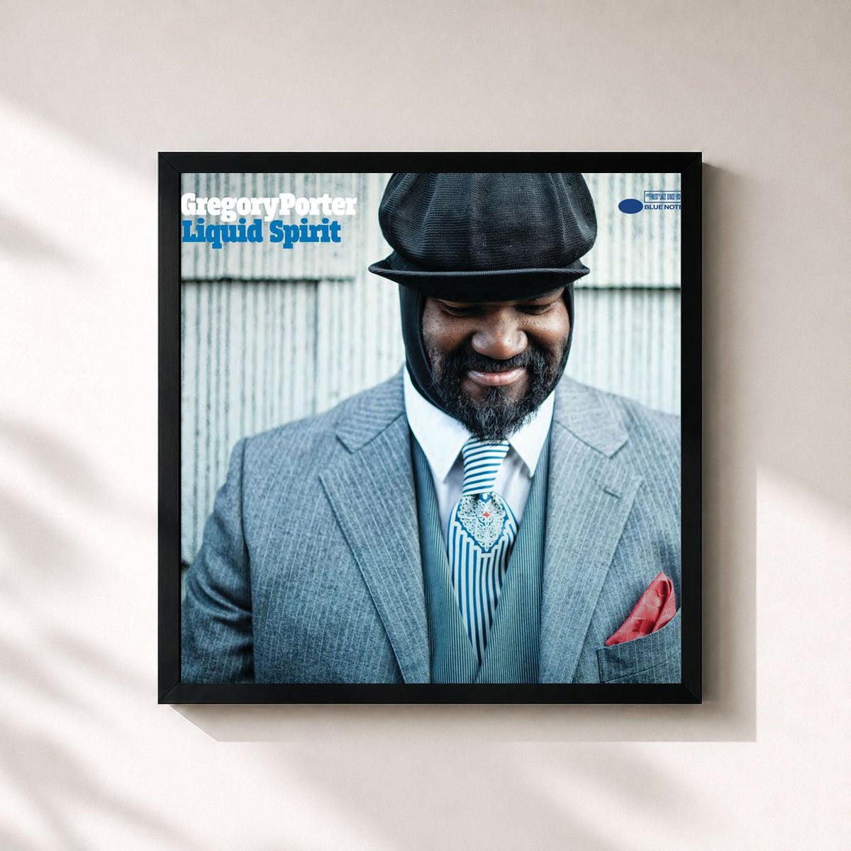 #noir Liquid Spirit (Deluxe Version) by Gregory Porter as a square framed art print, black 32x32 cm frame