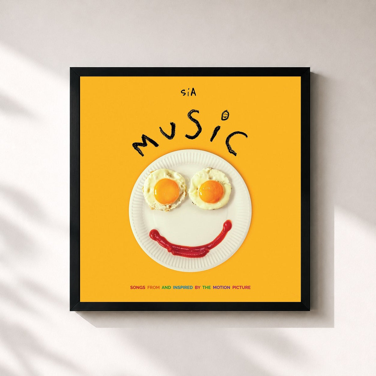 #noir Tableau carré de l'album Music (Songs From And Inspired By The Motion Picture) de Sia, cadre noir 32x32 cm