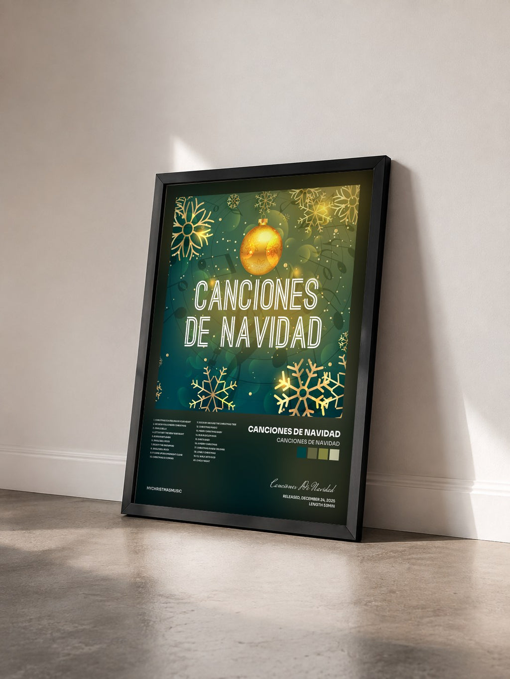 #noir Tableau de l'album Canciones de Navidad de Canciones De Navidad vu de trois quarts, cadre noir