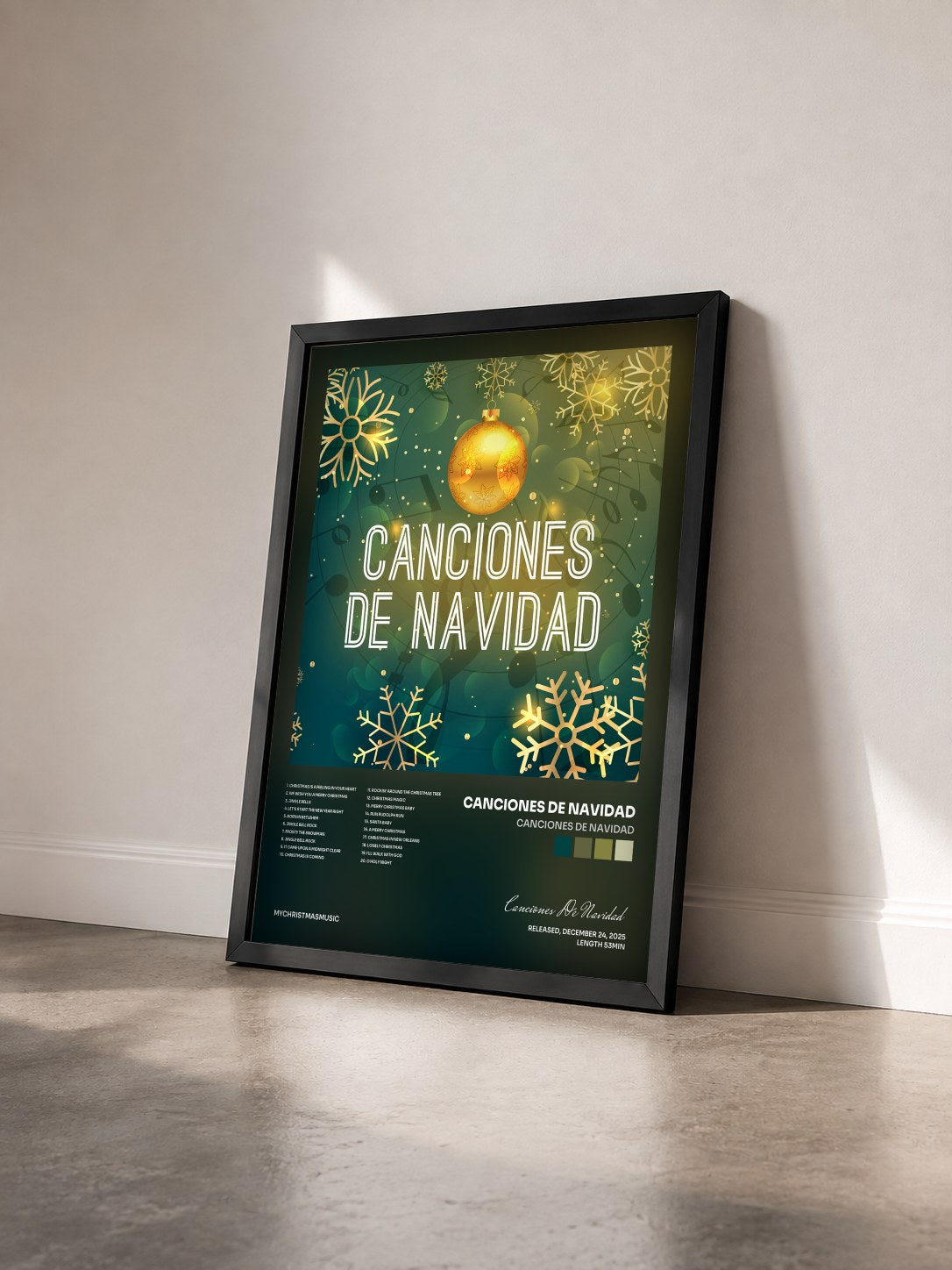 #noir Tableau de l'album Canciones de Navidad de Canciones De Navidad vu de trois quarts, cadre noir
