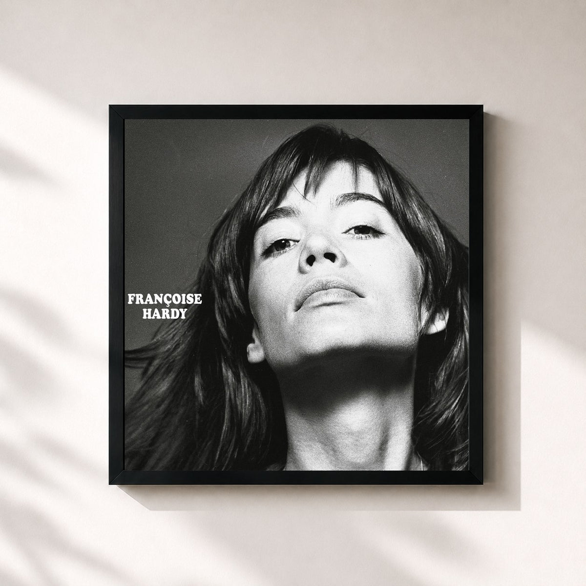 #noir Tableau carré de l'album La question de Françoise Hardy, cadre noir 32x32 cm