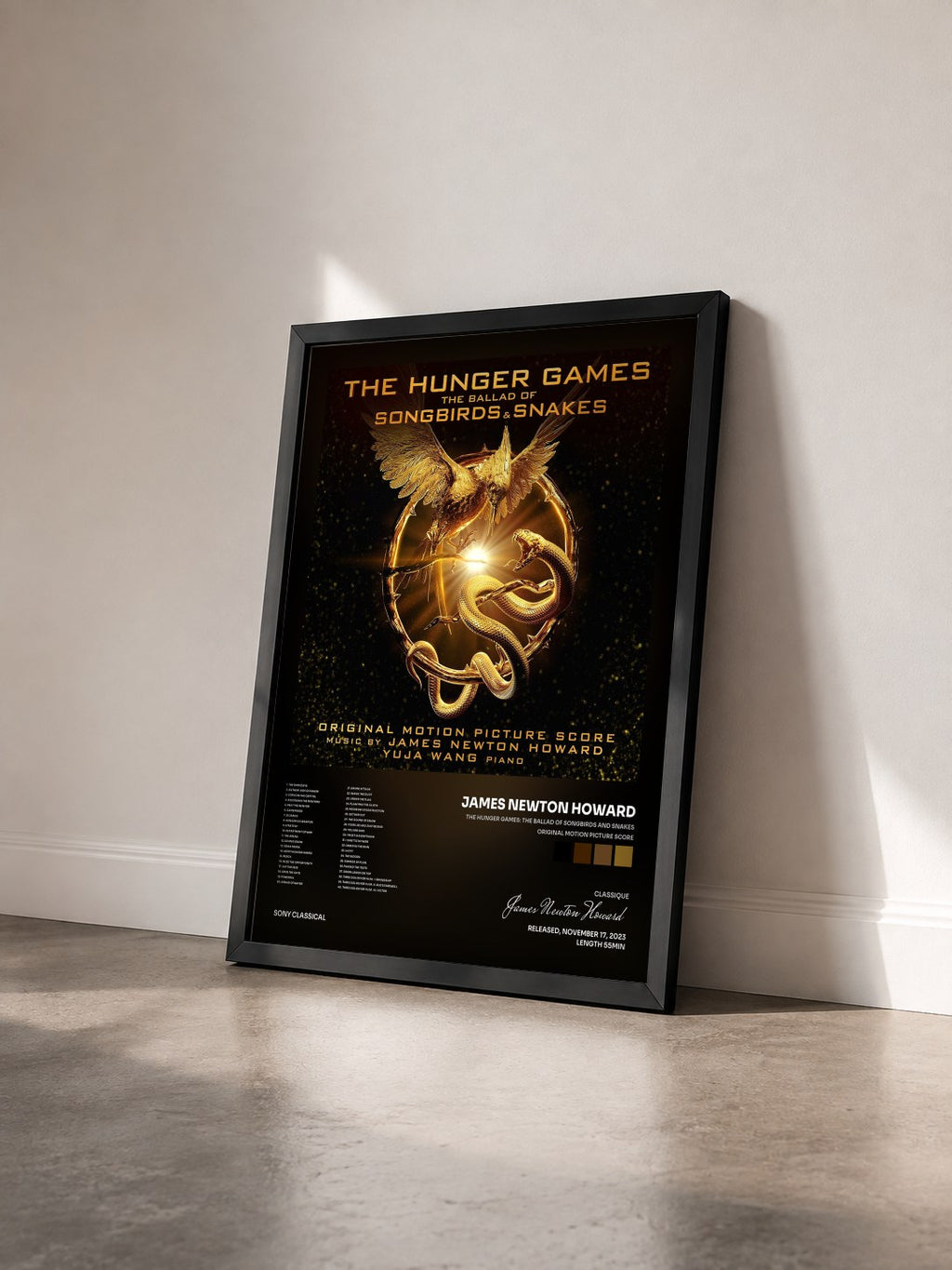 #noir Tableau de l'album The Hunger Games: The Ballad of Songbirds and Snakes (Original Motion Picture Score) de James Newton Howard vu de trois quarts, cadre noir