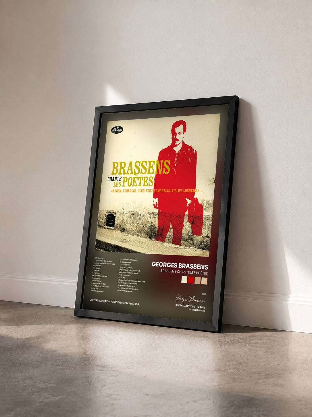 #noir Tableau de l'album Brassens chante les poètes de Georges Brassens vu de trois quarts, cadre noir