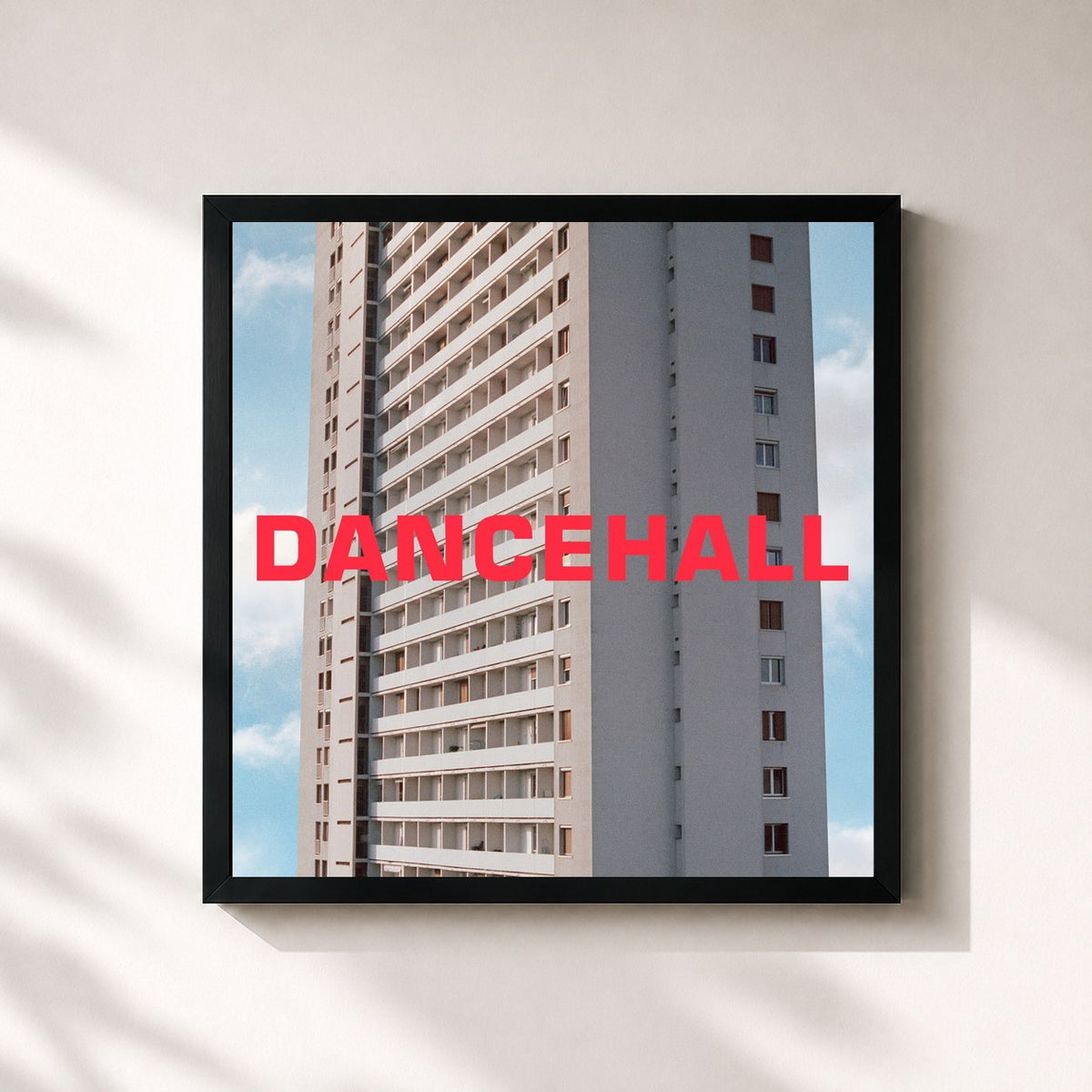 #noir Tableau carré de l'album DANCEHALL de The Blaze, cadre noir 32x32 cm