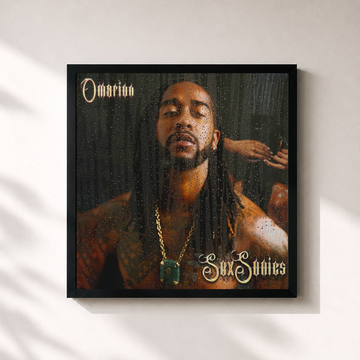 #noir Tableau carré de l'album SexSonics de Omarion, cadre noir 32x32 cm