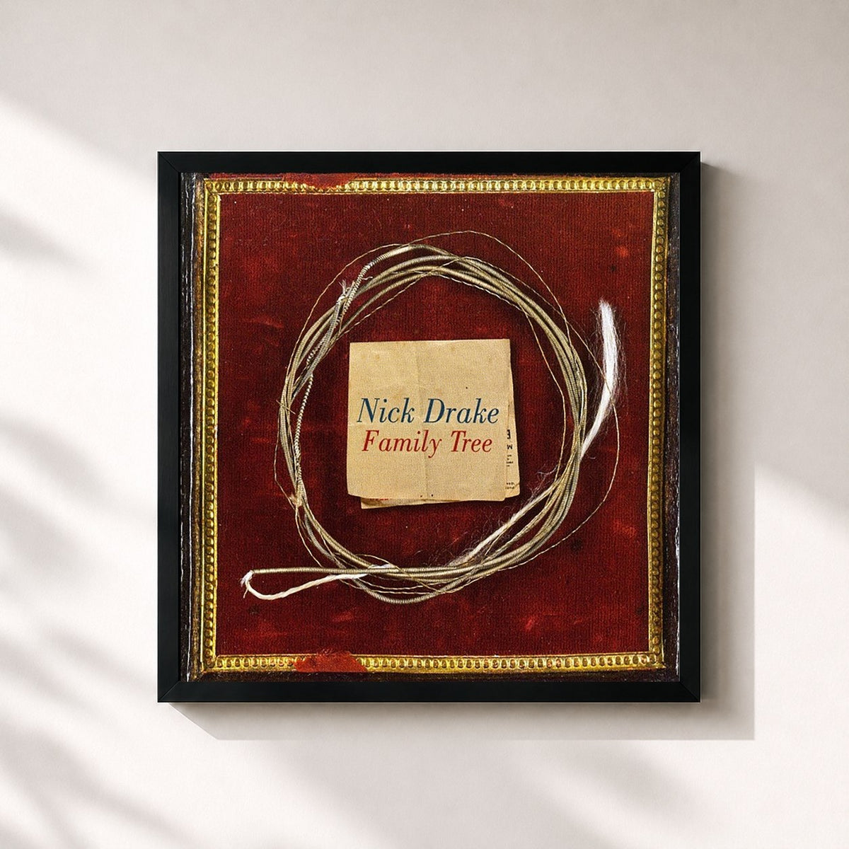 #noir Tableau carré de l'album Family Tree de Nick Drake, cadre noir 32x32 cm