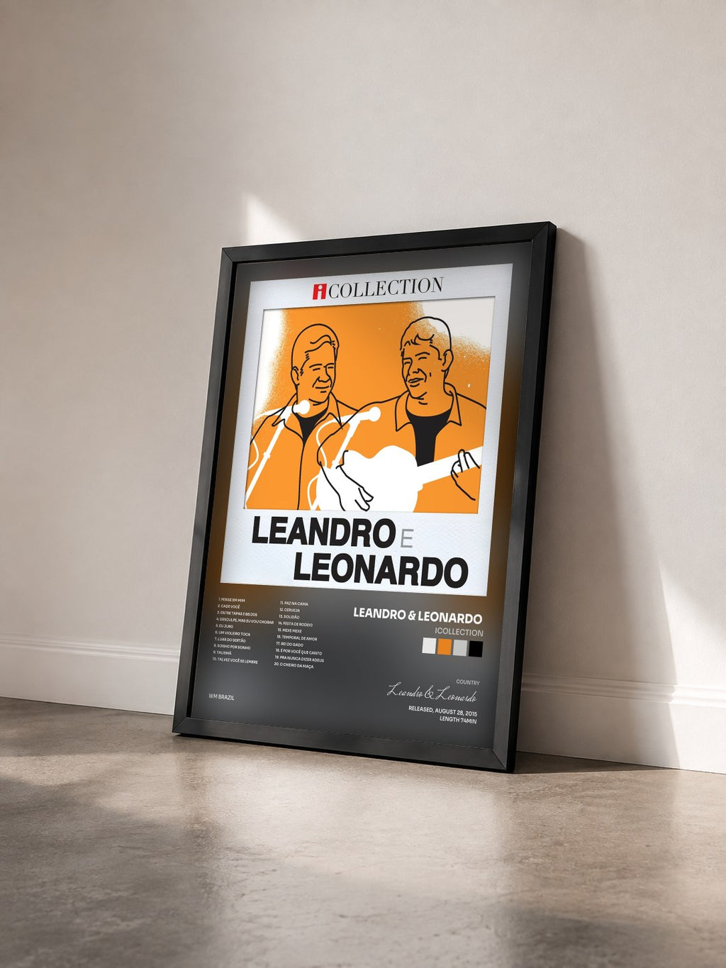 #noir Tableau de l'album iCollection de Leandro & Leonardo  vu de trois quarts, cadre noir