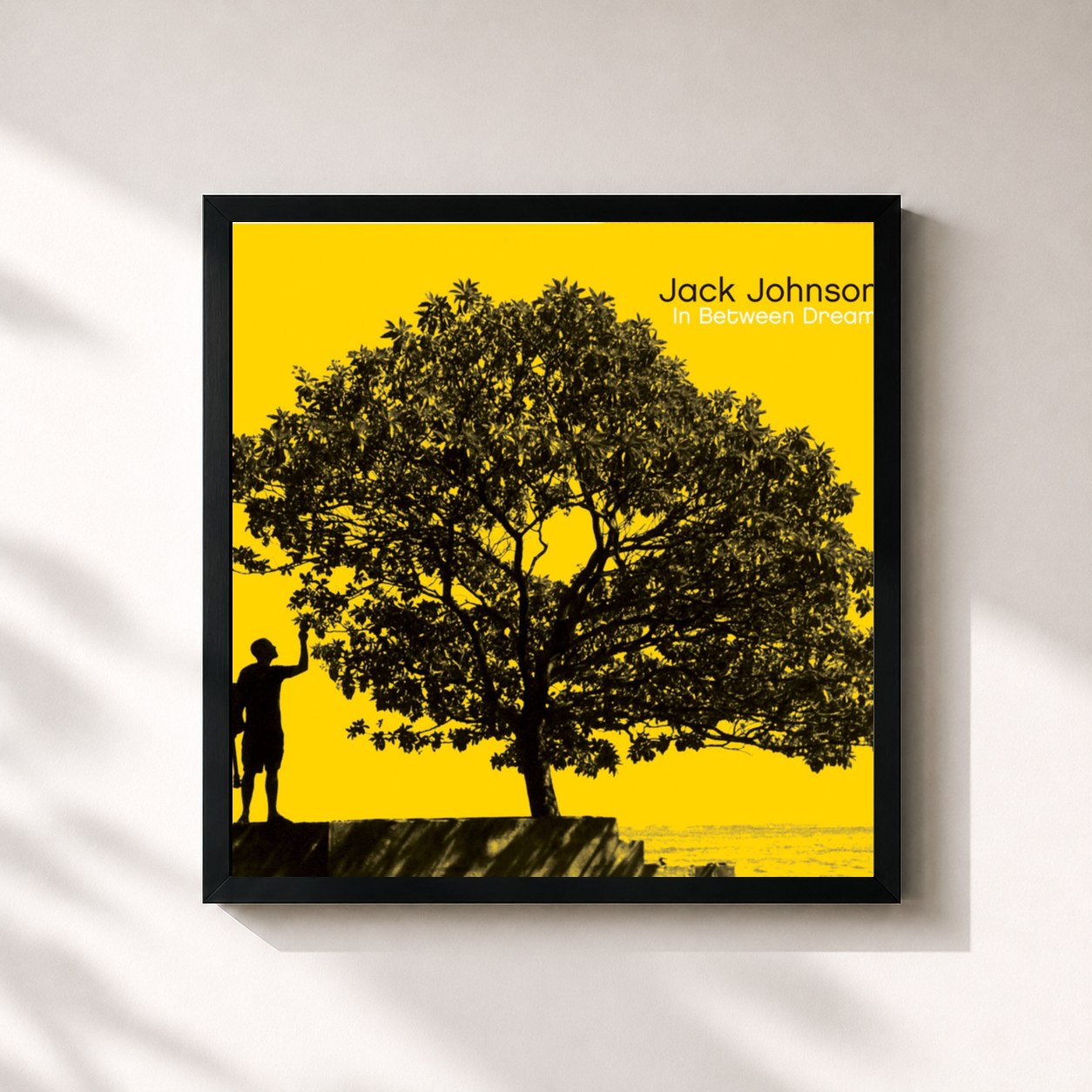 #noir Tableau carré de l'album In Between Dreams de Jack Johnson, cadre noir 32x32 cm