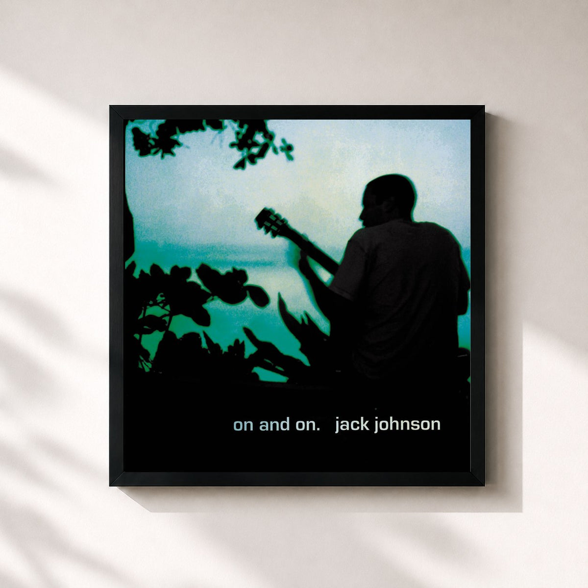 #noir On and On von Jack Johnson als quadratischer Kunstdruck, schwarzer Rahmen 32x32 cm