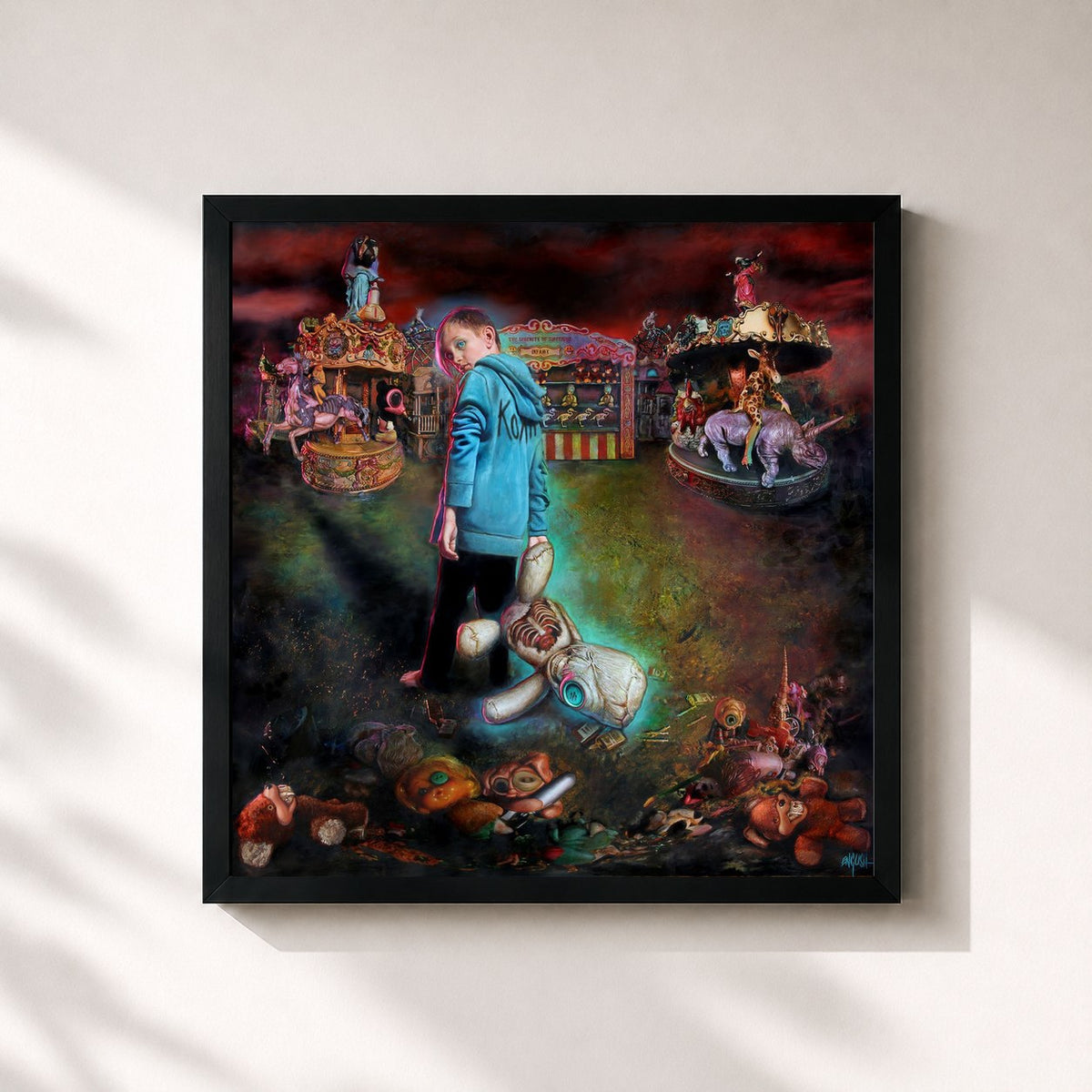 #noir The Serenity of Suffering (Deluxe) de KoЯn en lámina cuadrada enmarcada, marco negro de 32x32 cm