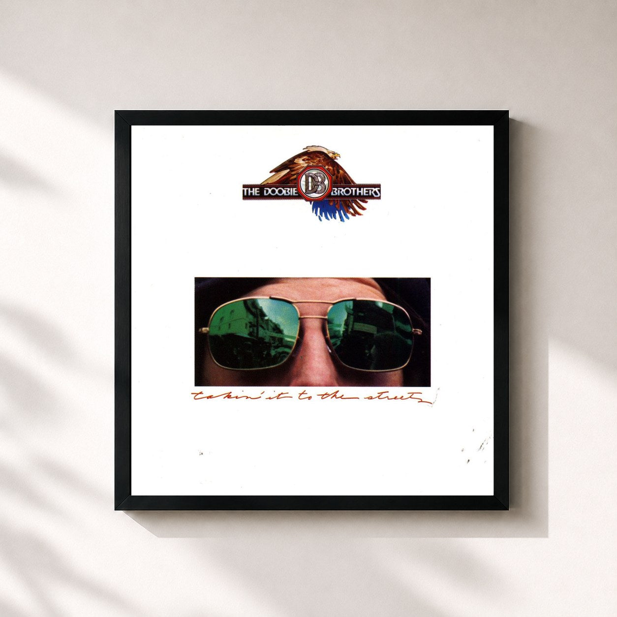 #noir Tableau carré de l'album Takin' It to the Streets de The Doobie Brothers, cadre noir 32x32 cm