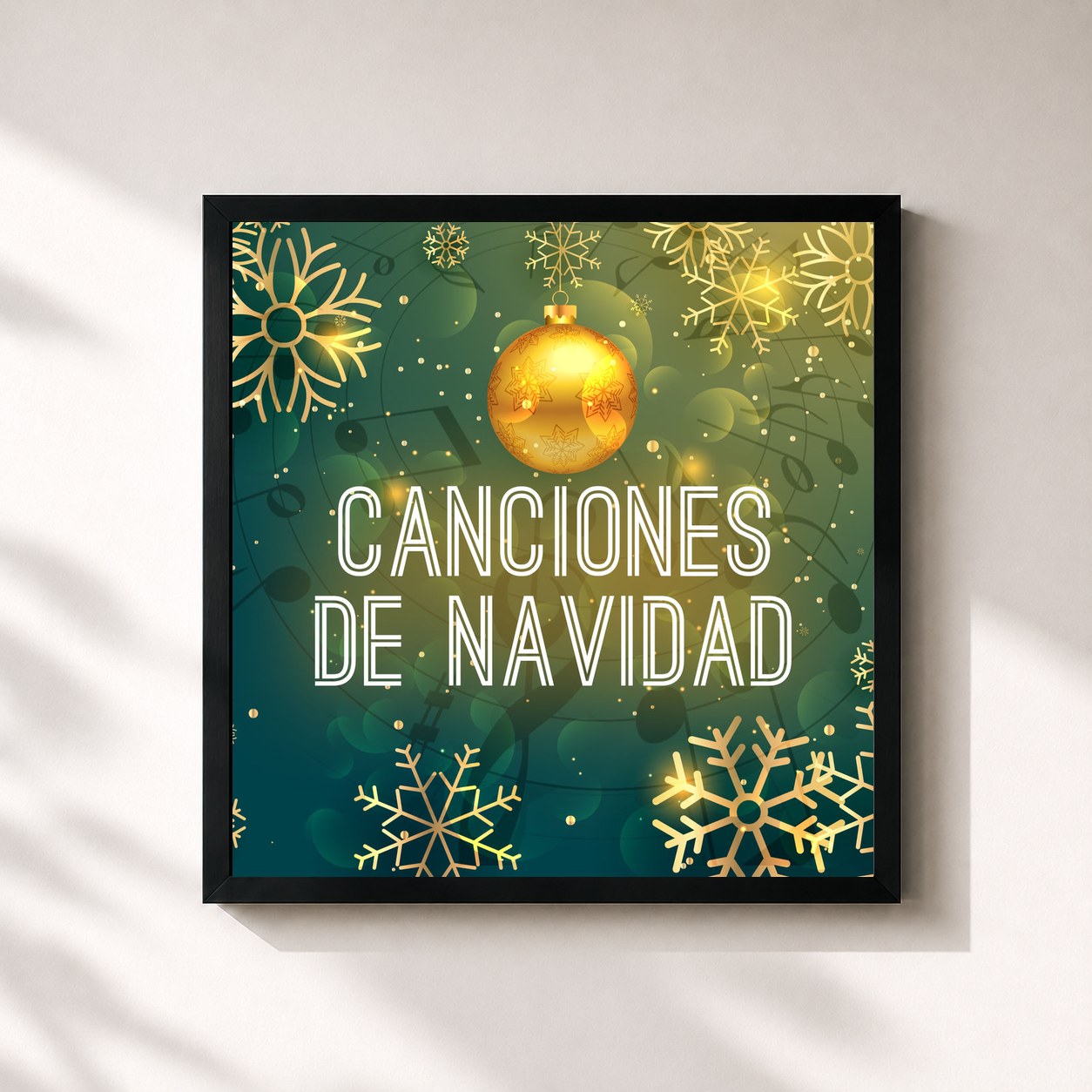 #noir Tableau carré de l'album Canciones de Navidad de Canciones De Navidad, cadre noir 32x32 cm