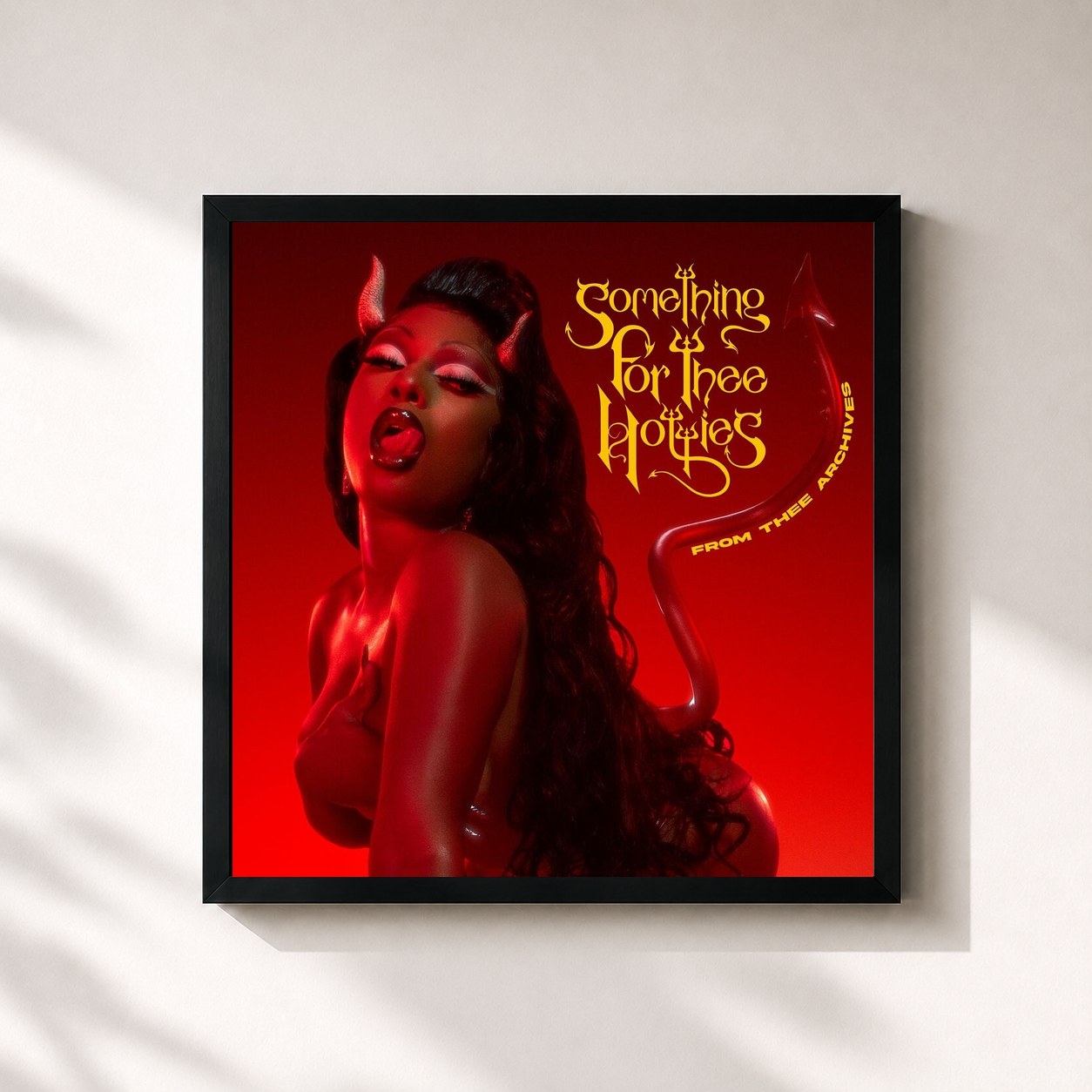 #noir Tableau carré de l'album Something for Thee Hotties de Megan Thee Stallion, cadre noir 32x32 cm