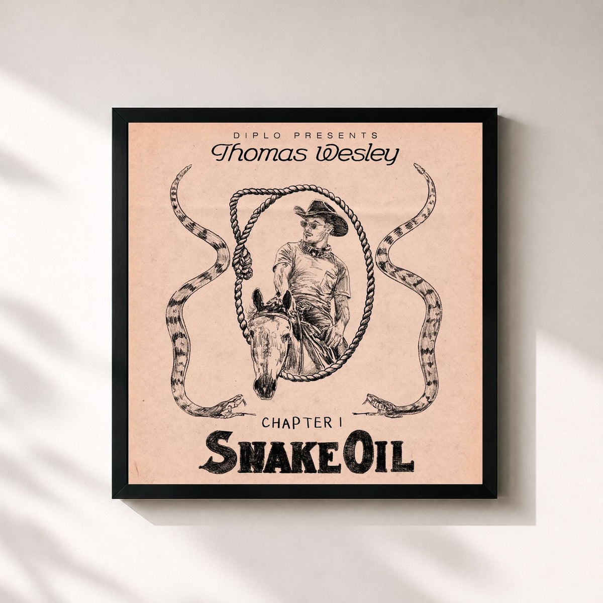 #noir Tableau carré de l'album Diplo Presents Thomas Wesley: Chapter 1 - Snake Oil de Diplo, cadre noir 32x32 cm