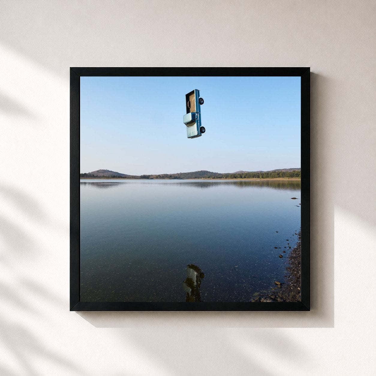 #noir Tableau carré de l'album F-1 Trillion: Long Bed de Post Malone, cadre noir 32x32 cm