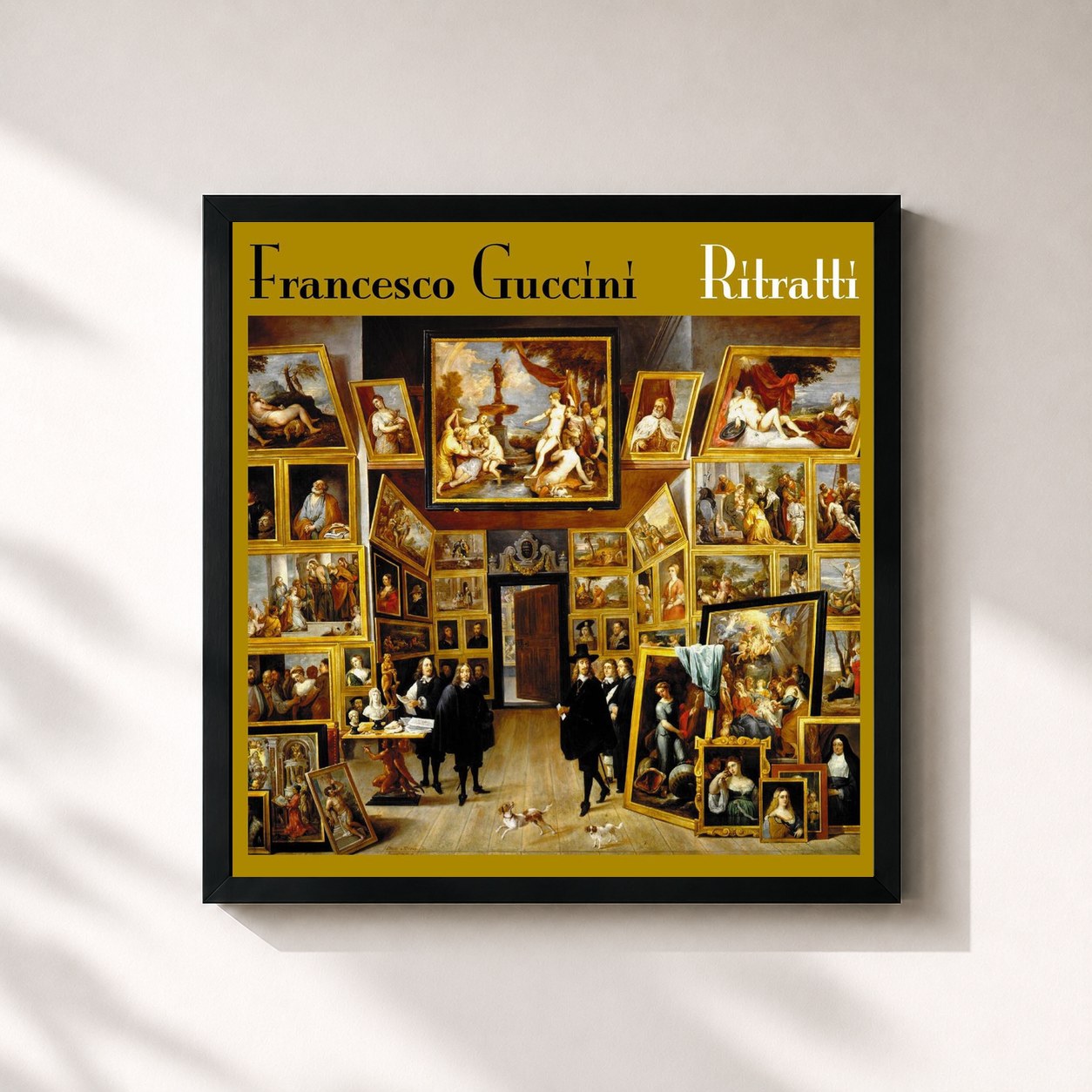 #noir Tableau carré de l'album Ritratti de Francesco Guccini, cadre noir 32x32 cm