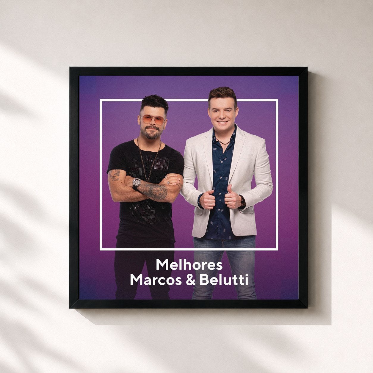 #noir Tableau carré de l'album Melhores Marcos & Belutti de Marcos & Belutti, cadre noir 32x32 cm
