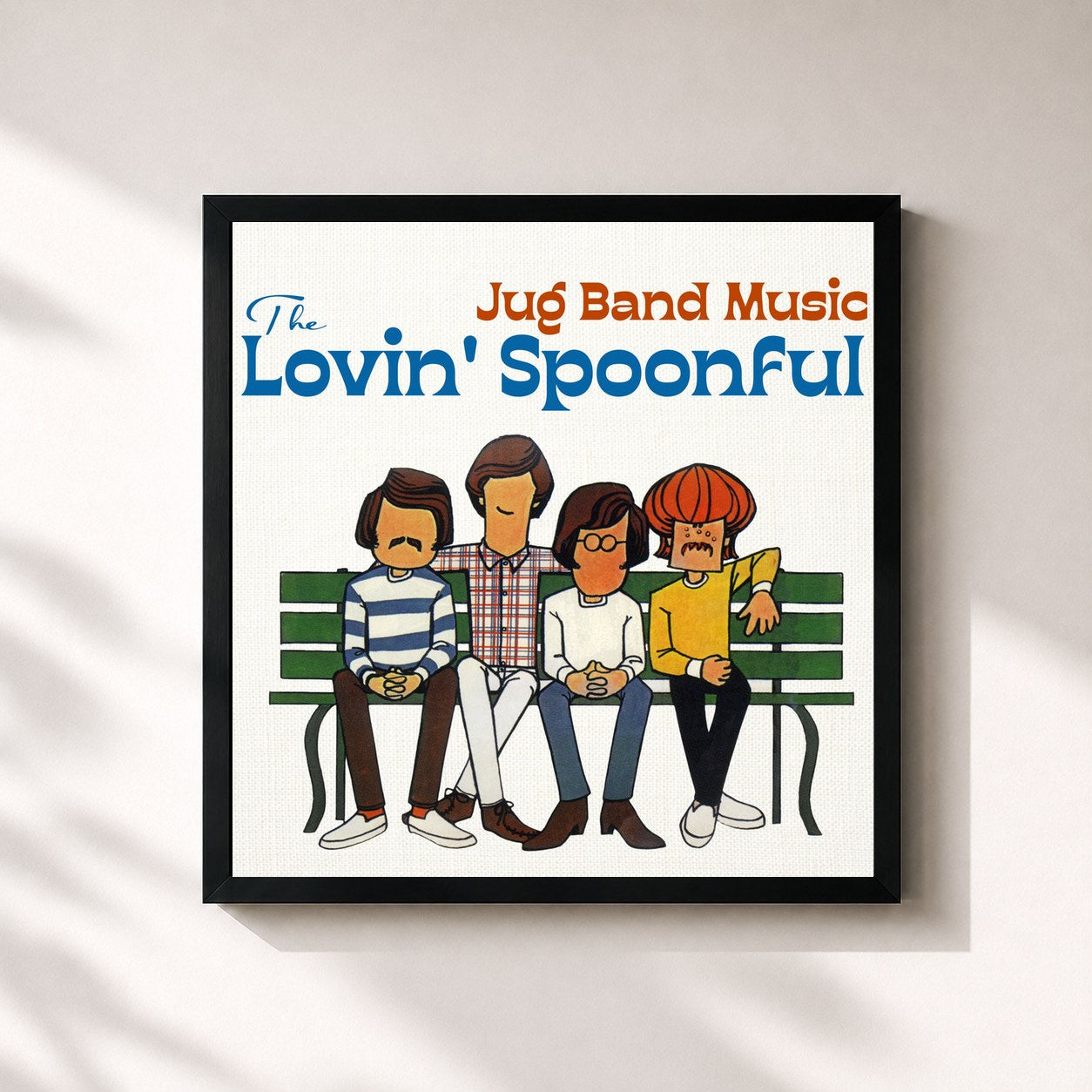 #noir Tableau carré de l'album Jug Band Music de The Lovin' Spoonful, cadre noir 32x32 cm