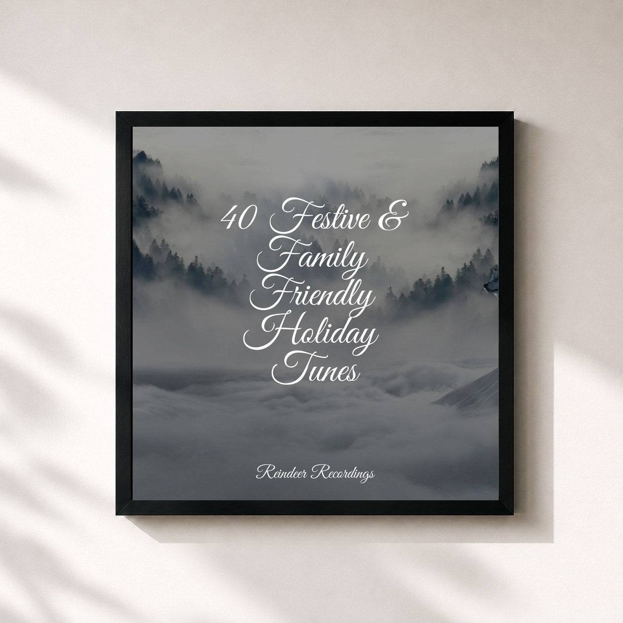 #noir Tableau carré de l'album 40 Festive & Family Friendly Holiday Tunes de Chansons de Noel, cadre noir 32x32 cm