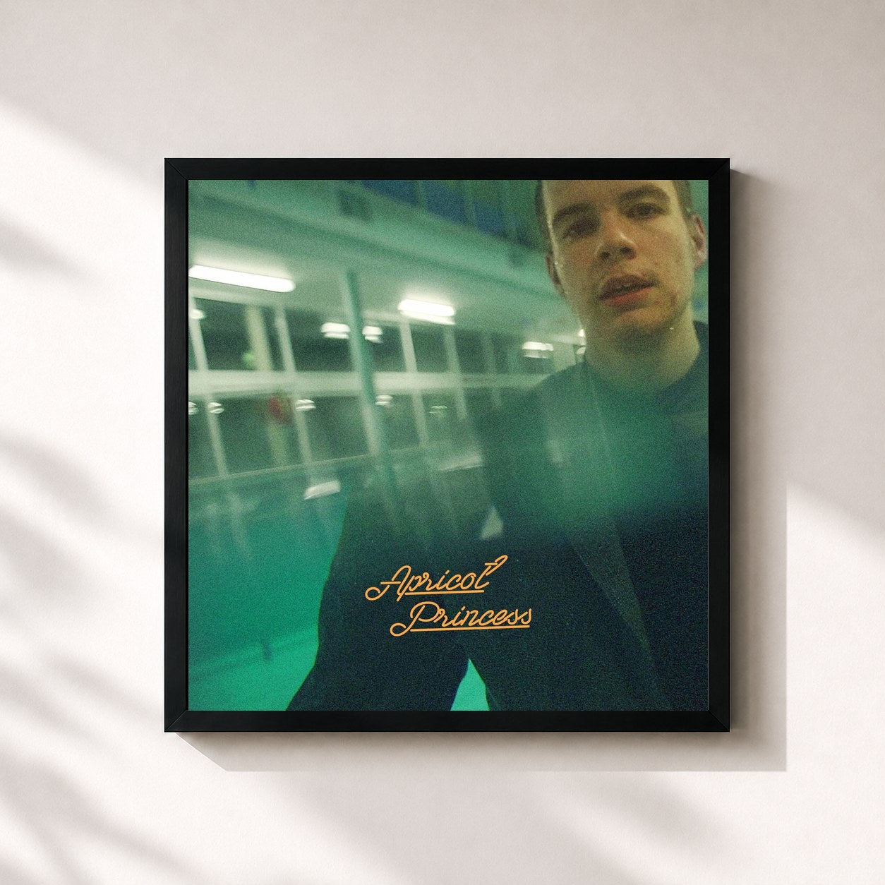#noir Tableau carré de l'album Apricot Princess de Rex Orange County, cadre noir 32x32 cm