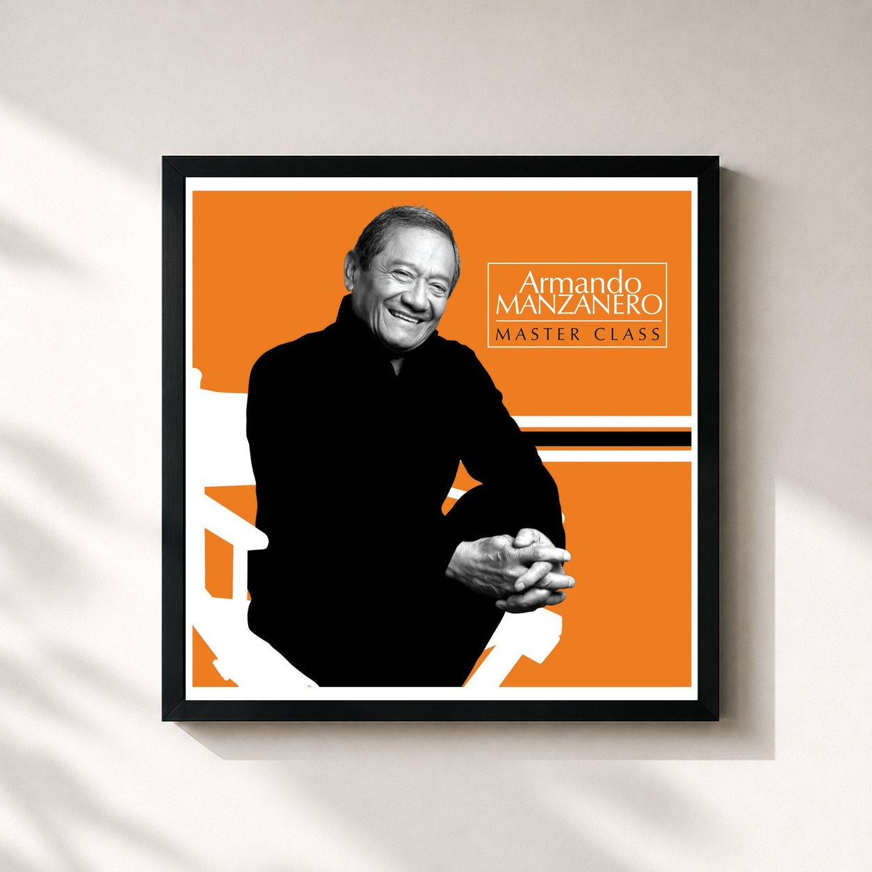 #noir Tableau carré de l'album Master Class de Armando Manzanero, cadre noir 32x32 cm