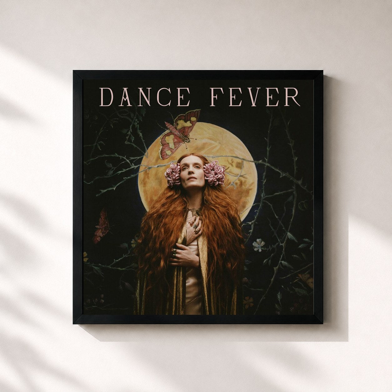 #noir Tableau carré de l'album Dance Fever de Florence + The Machine, cadre noir 32x32 cm