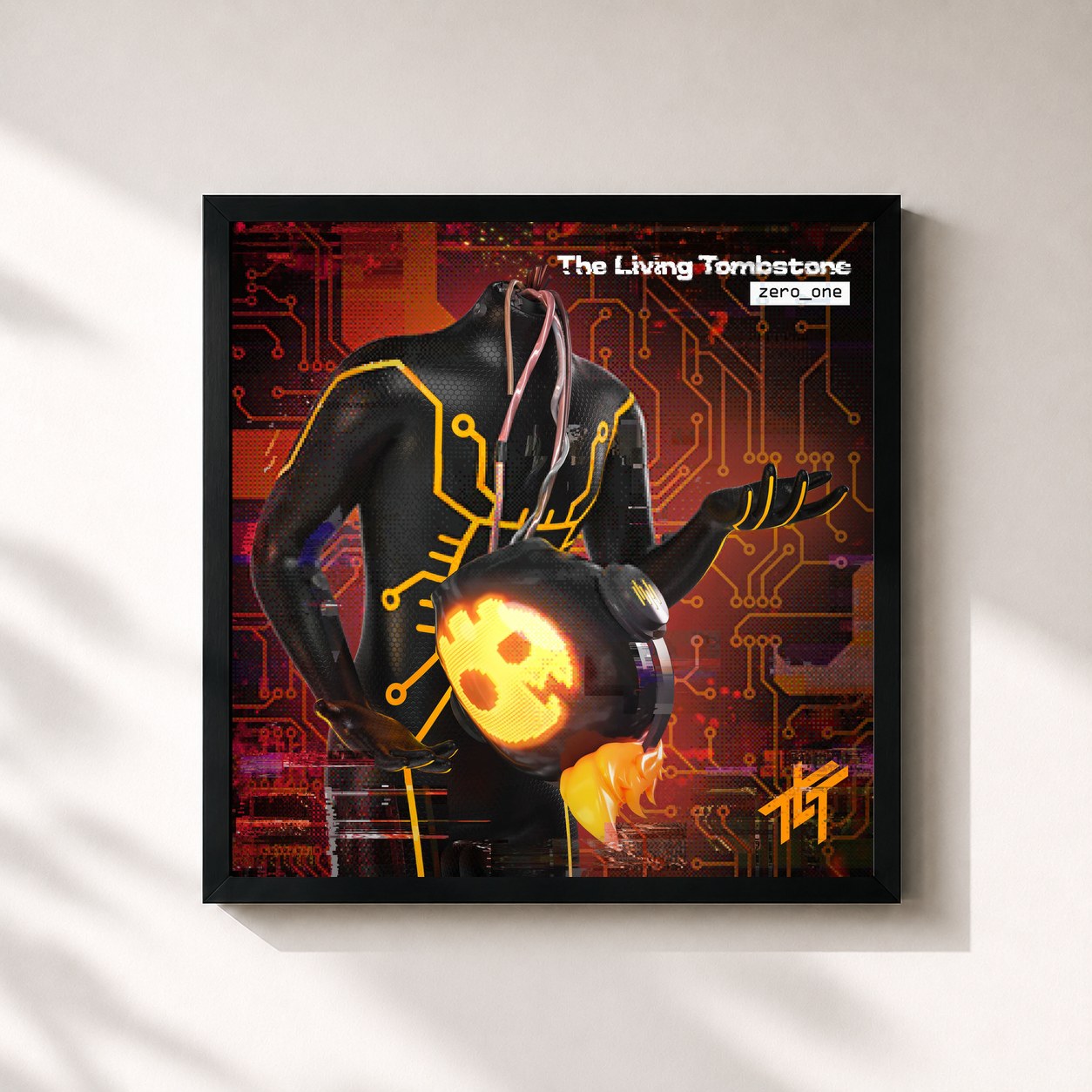 #noir Tableau carré de l'album zero_one de The Living Tombstone, cadre noir 32x32 cm