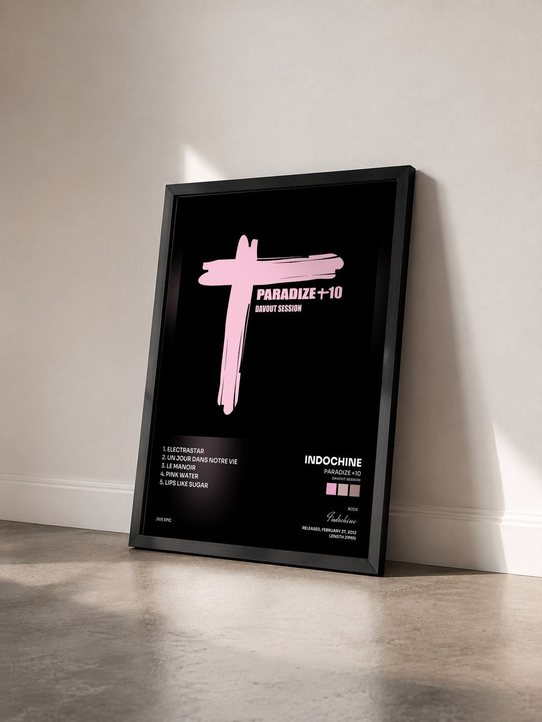 #noir Paradize +10 (Davout Session) by Indochine as a framed art print seen at an angle, black frame