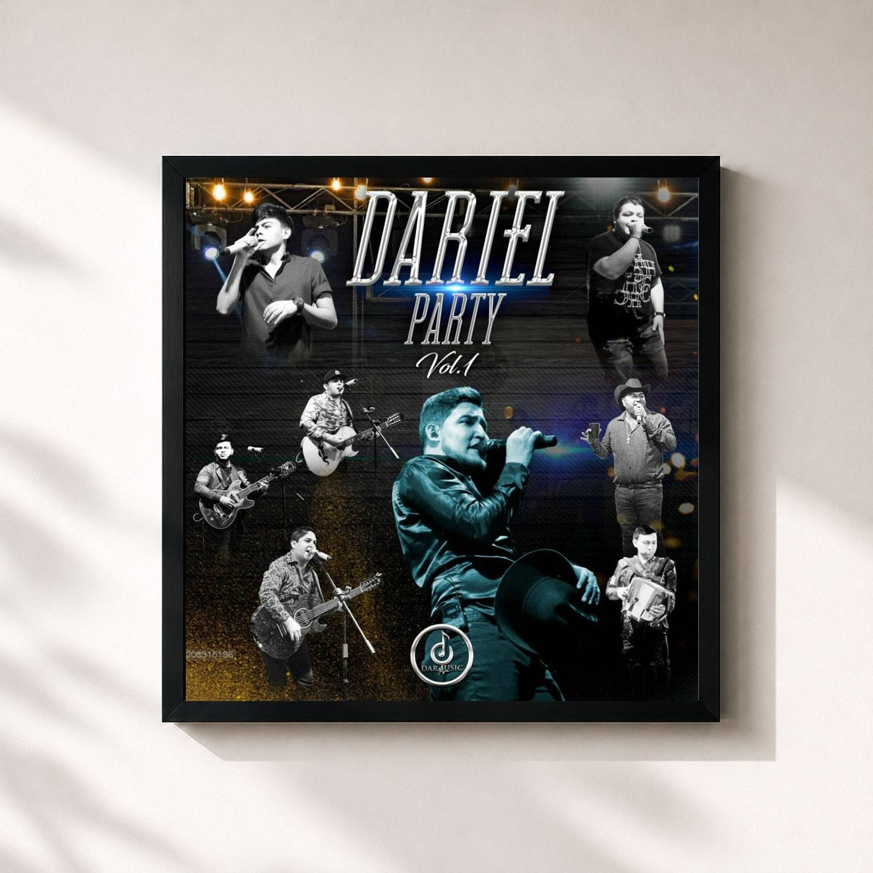 #noir Tableau carré de l'album Dariel Party, Vol 1. de Perdidos De Sinaloa, cadre noir 32x32 cm