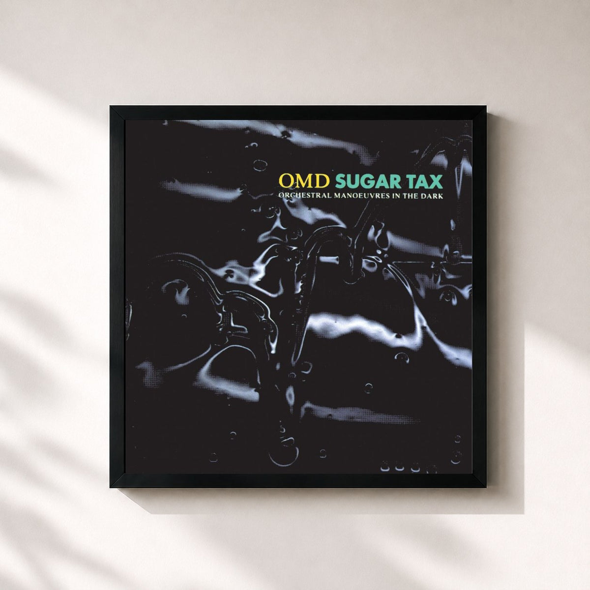 #noir Tableau carré de l'album Sugar Tax de Orchestral Manoeuvres In The Dark, cadre noir 32x32 cm