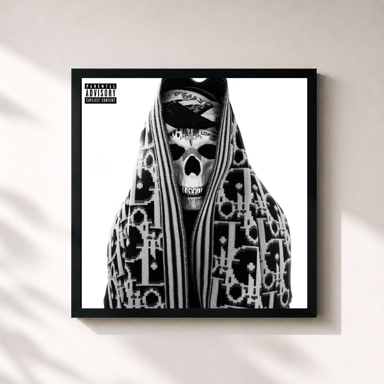 #noir Tableau carré de l'album Brrr EP de Vladimir Cauchemar, cadre noir 32x32 cm