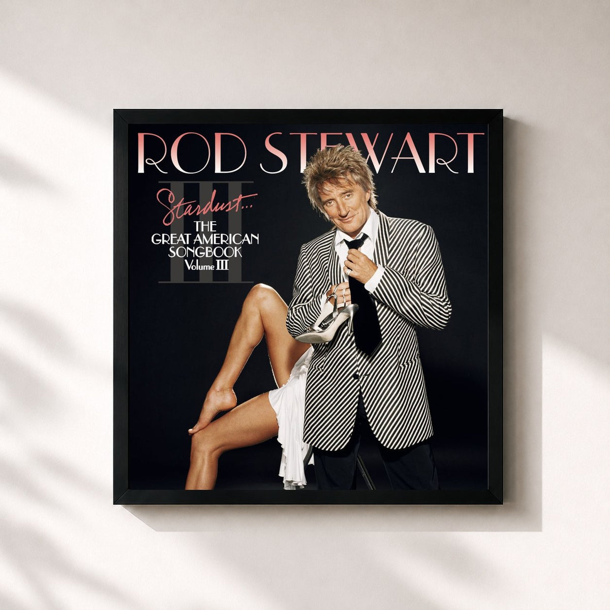 #noir Stardust...The Great American Songbook III de Rod Stewart en lámina cuadrada enmarcada, marco negro de 32x32 cm