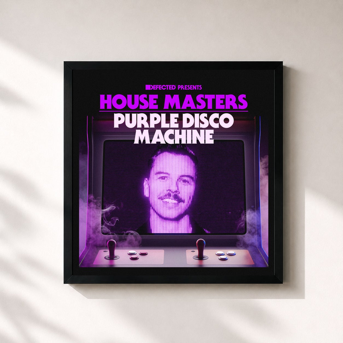 #noir Tableau carré de l'album Defected presents House Masters - Purple Disco Machine de Purple Disco Machine, cadre noir 32x32 cm