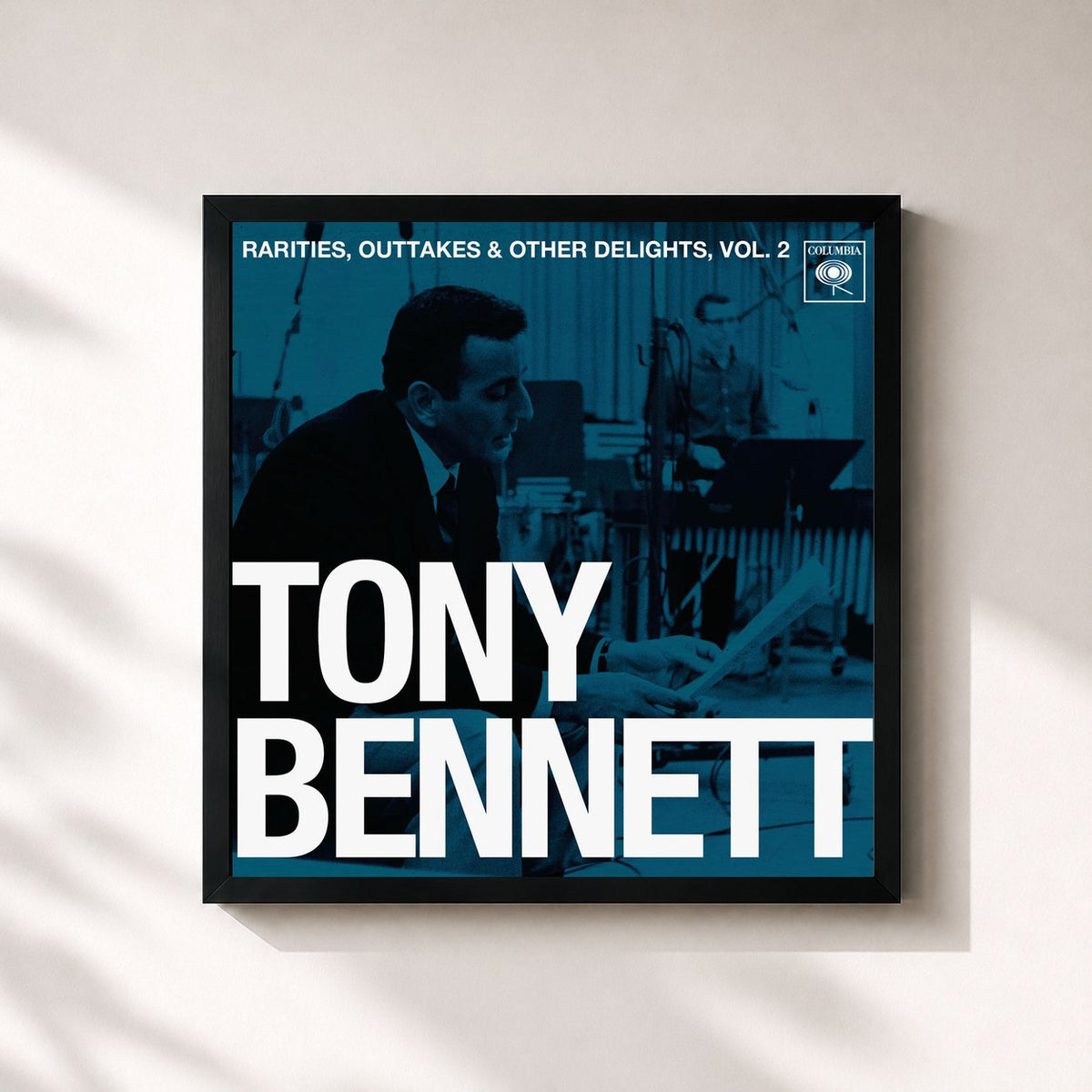 #noir Tableau carré de l'album Rarities, Outtakes & Other Delights, Vol. 2 de Tony Bennett, cadre noir 32x32 cm
