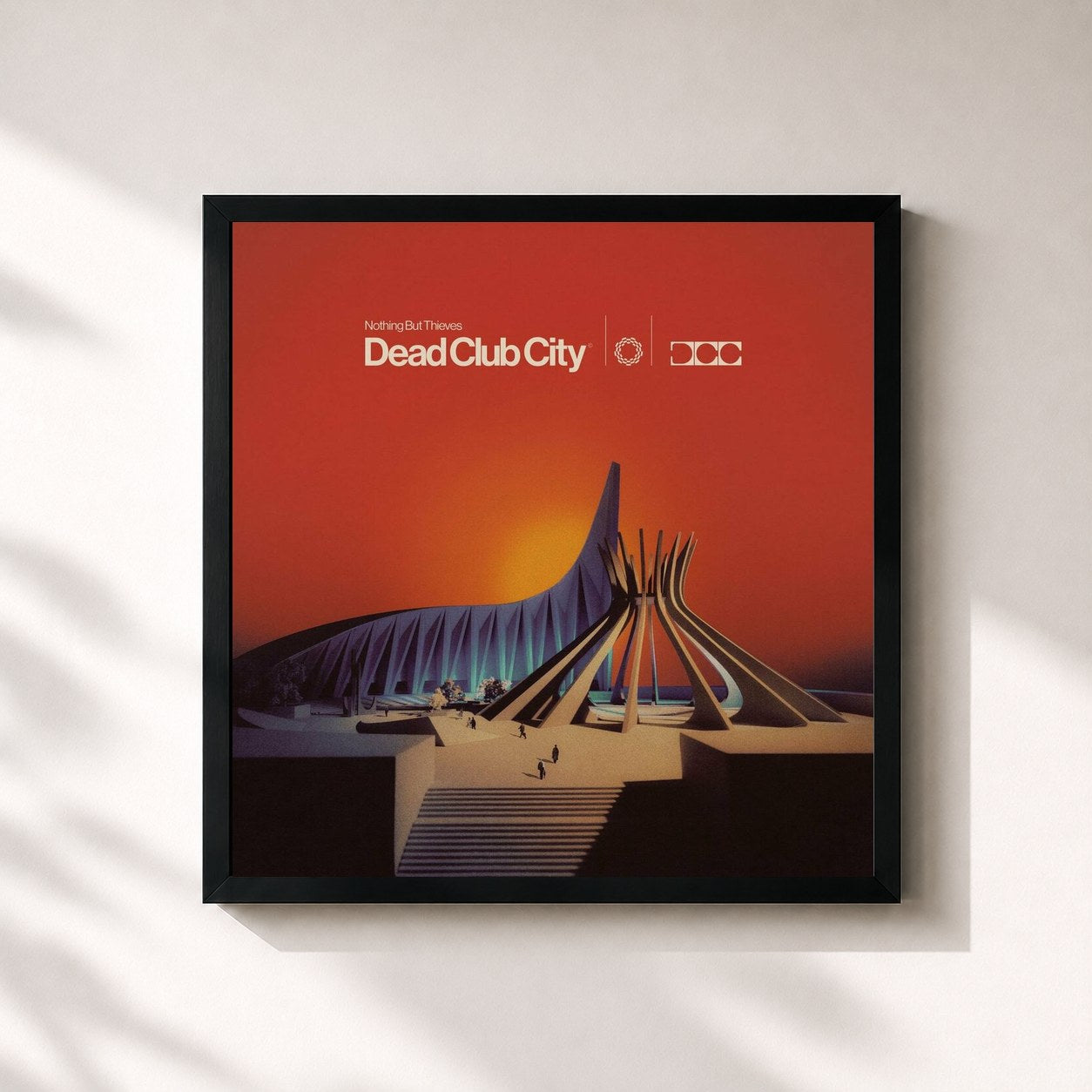 #noir Tableau carré de l'album Dead Club City de Nothing But Thieves, cadre noir 32x32 cm