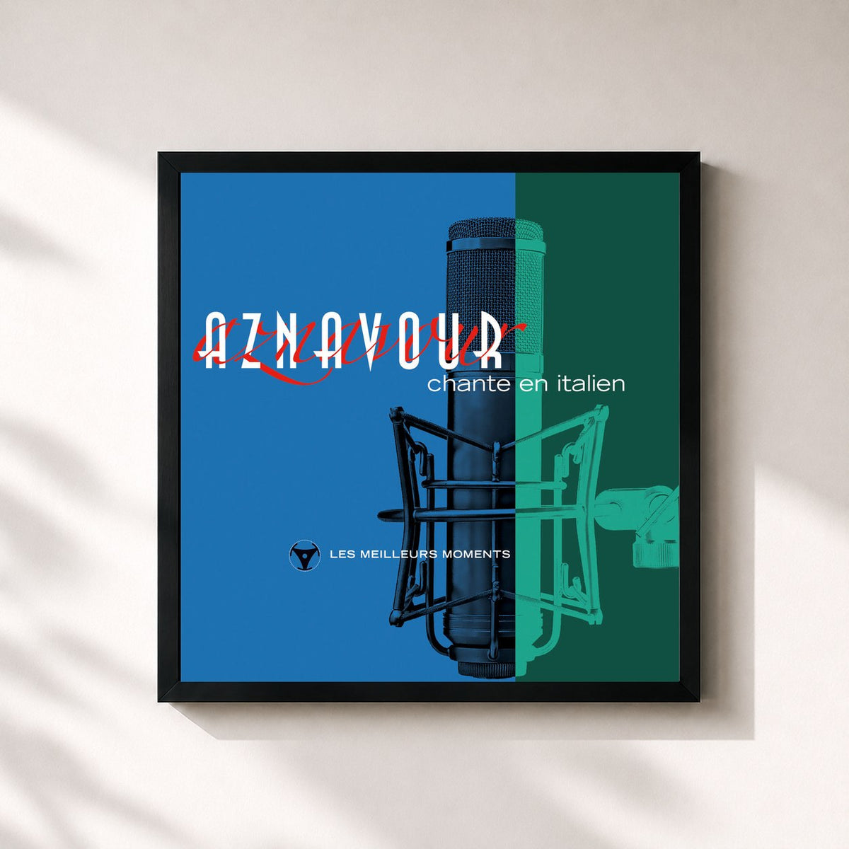 #noir Tableau carré de l'album Charles Aznavour chante en italien- Les meilleurs moments (Remastered 2014) de Charles Aznavour, cadre noir 32x32 cm