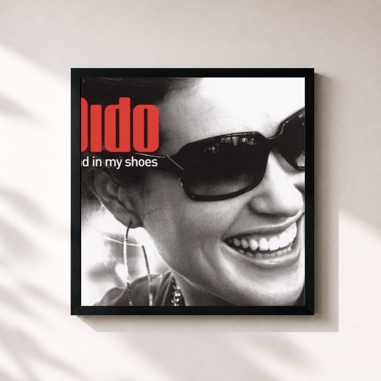 #noir Tableau carré de l'album Dance Vault Mixes - Sand In My Shoes/Don't Leave Home de Dido, cadre noir 32x32 cm