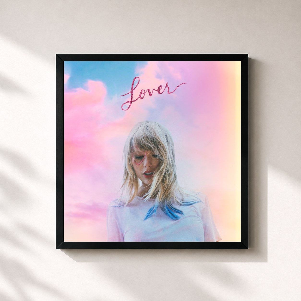 #noir Tableau carré de l'album Lover de Taylor Swift, cadre noir 32x32 cm