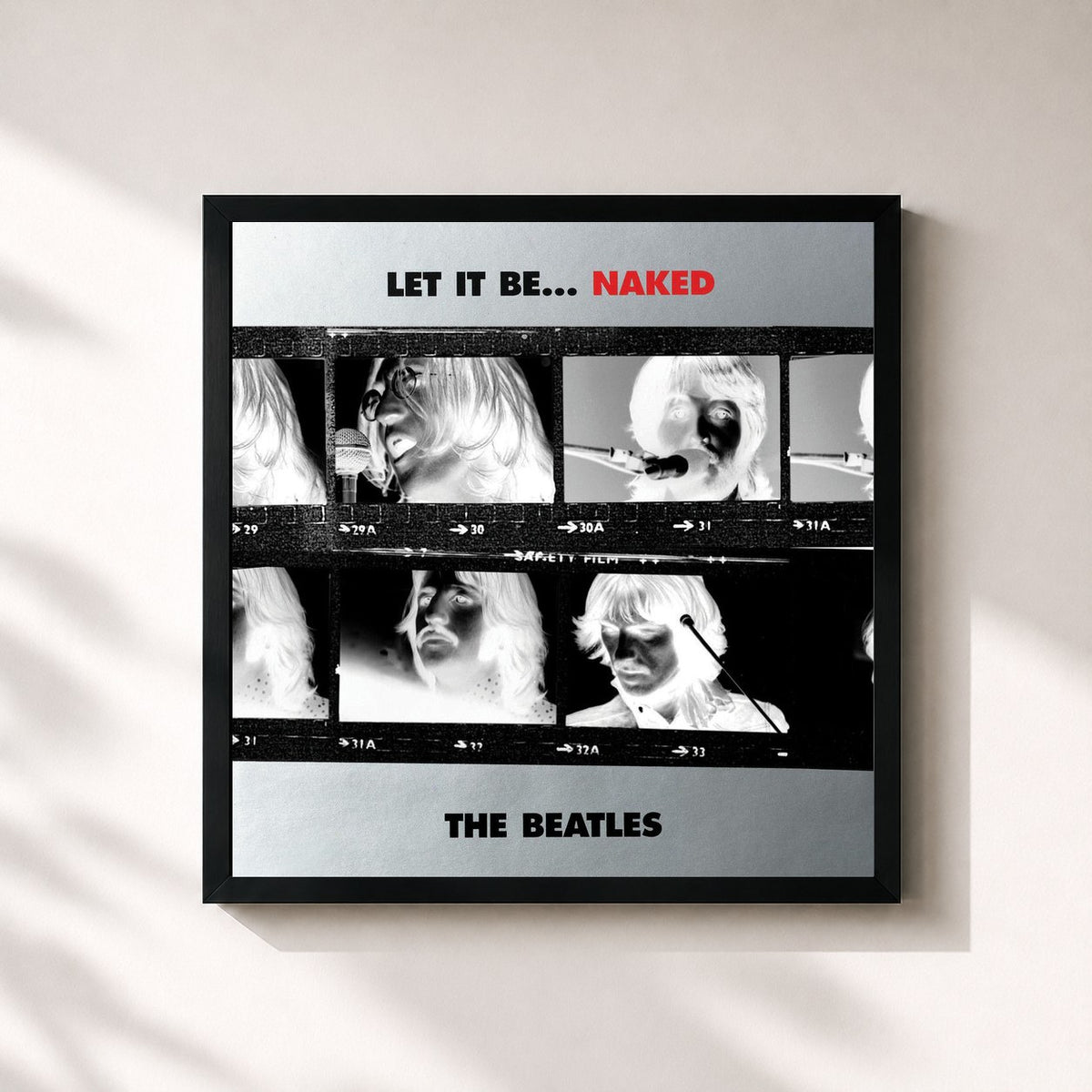 #noir Tableau carré de l'album Let It Be... Naked (Remastered) de The Beatles, cadre noir 32x32 cm