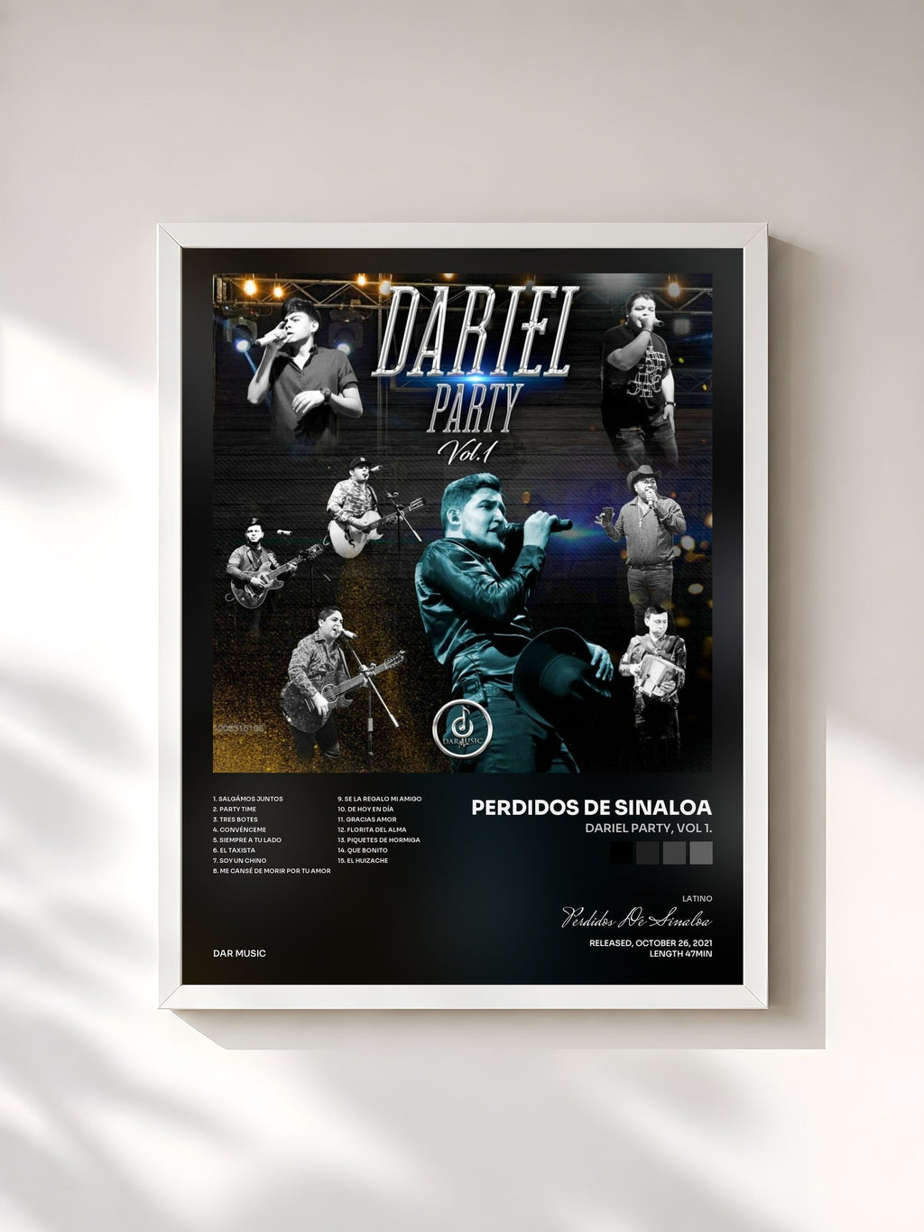 #blanc Dariel Party, Vol 1. by Perdidos De Sinaloa as a framed art print, white frame, printed and framed in France